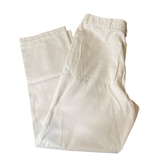 L.L.Bean Classic Fit Cream Cotton Pants Size 16 M/T - Picture 4 of 11